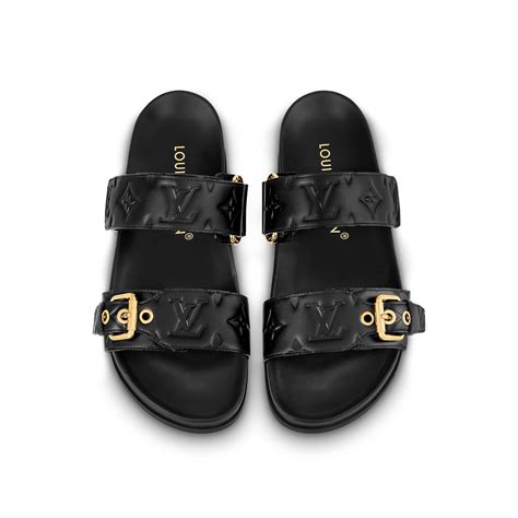 bom dia lv sandals|bom dia flat mule sandals.